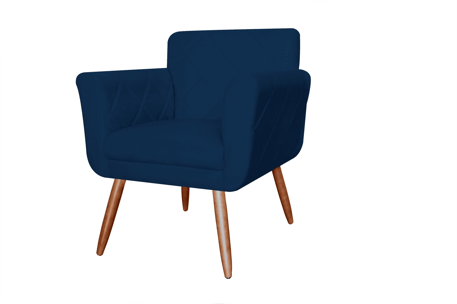 Combo 02 Poltronas Decorativas Isabela em Tressê Pés Palito Suede Azul Marinho - DS Estofados