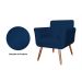 Combo 02 Poltronas Decorativas Isabela em Tressê Pés Palito Suede Azul Marinho - DS Estofados