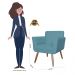 Combo 02 Poltronas Decorativas Isabela em Tressê Pés Palito Suede Azul Turquesa - DS Estofados
