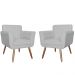Combo 02 Poltronas Decorativas Isabela em Tressê Pés Palito Suede Branco - DS Estofados