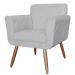 Combo 02 Poltronas Decorativas Isabela em Tressê Pés Palito Suede Branco - DS Estofados