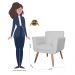 Combo 02 Poltronas Decorativas Isabela em Tressê Pés Palito Suede Branco - DS Estofados
