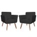 Combo 02 Poltronas Decorativas Isabela em Tressê Pés Palito Suede Preto - DS Estofados