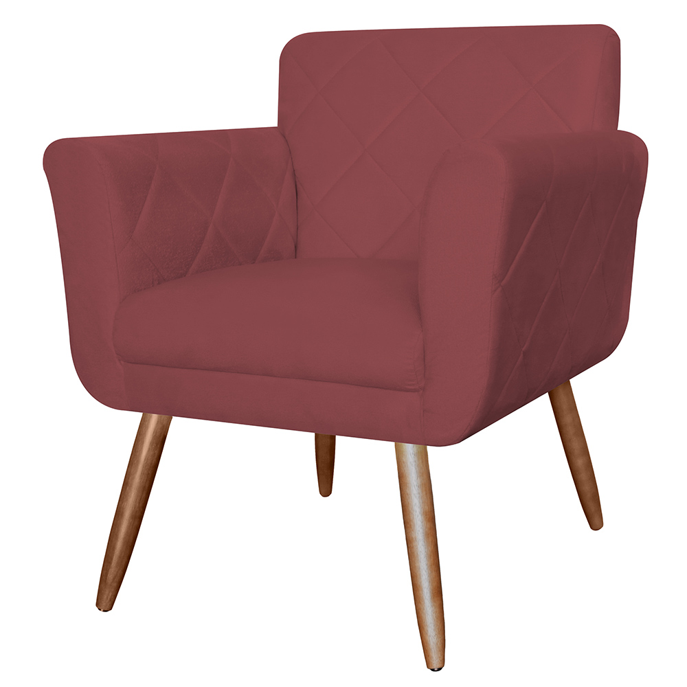 Combo 02 Poltronas Decorativas Isabela em Tressê Suede Bordô - DS Estofados