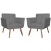 Combo 02 Poltronas Decorativas Isabela em Tressê Suede Cinza - DS Estofados
