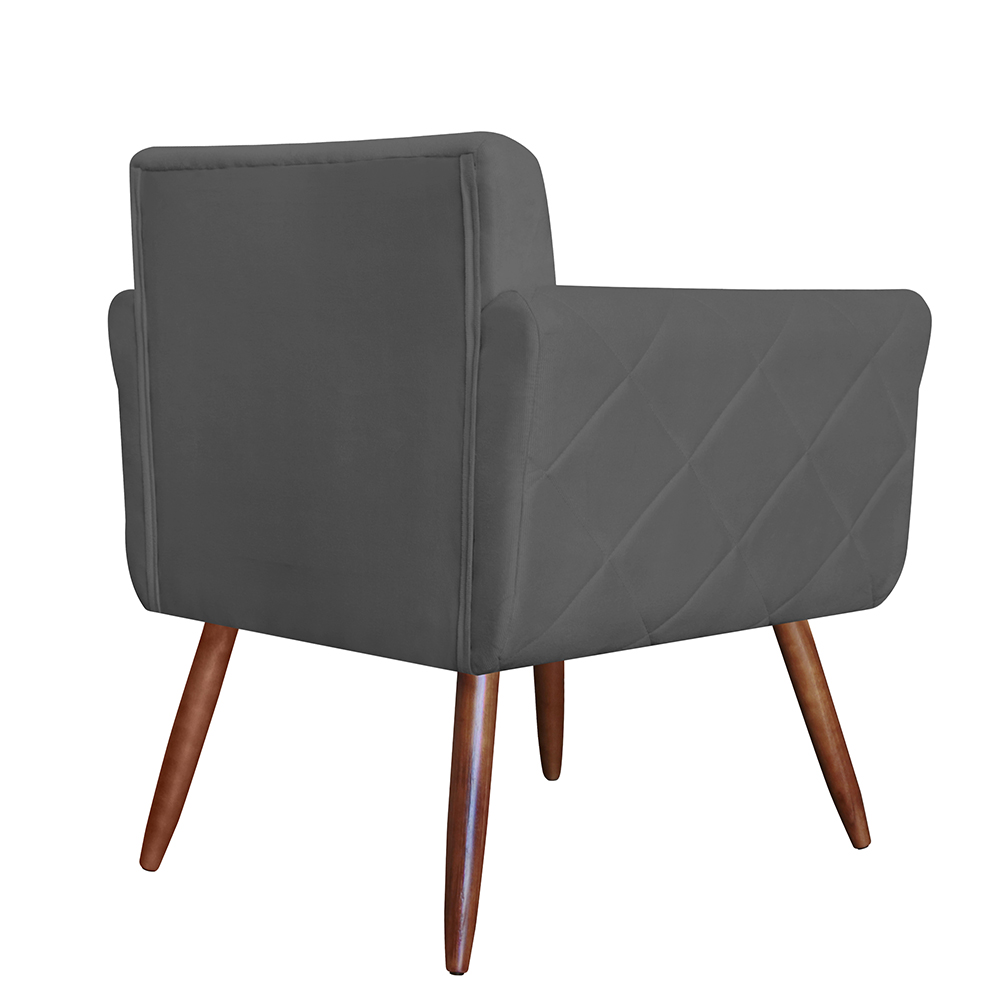 Combo 02 Poltronas Decorativas Isabela em Tressê Suede Cinza - DS Estofados