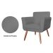 Combo 02 Poltronas Decorativas Isabela em Tressê Suede Cinza - DS Estofados