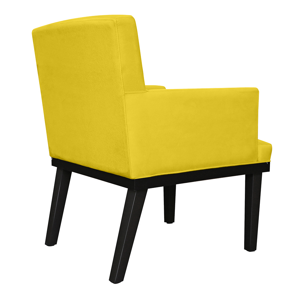 Combo 02 Poltronas Vitória Sala e Recepção Com Base de Madeira Suede Amarelo - DS Estofados