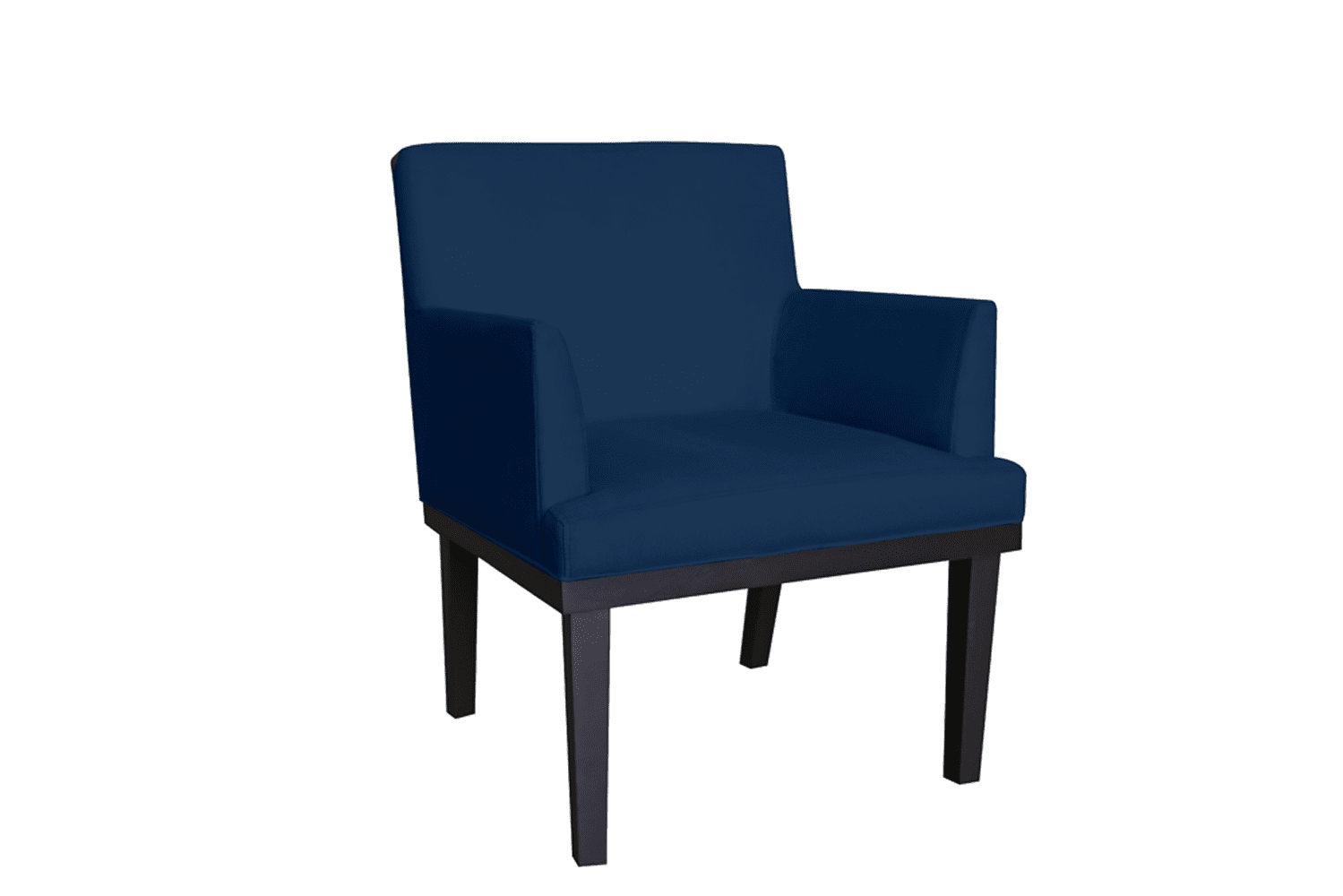 Combo 02 Poltronas Vitória Sala e Recepção Com Base de Madeira Suede Azul Marinho - DS Estofados
