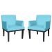 Combo 02 Poltronas Vitória Sala e Recepção Com Base de Madeira Suede Azul Turquesa - DS Estofados