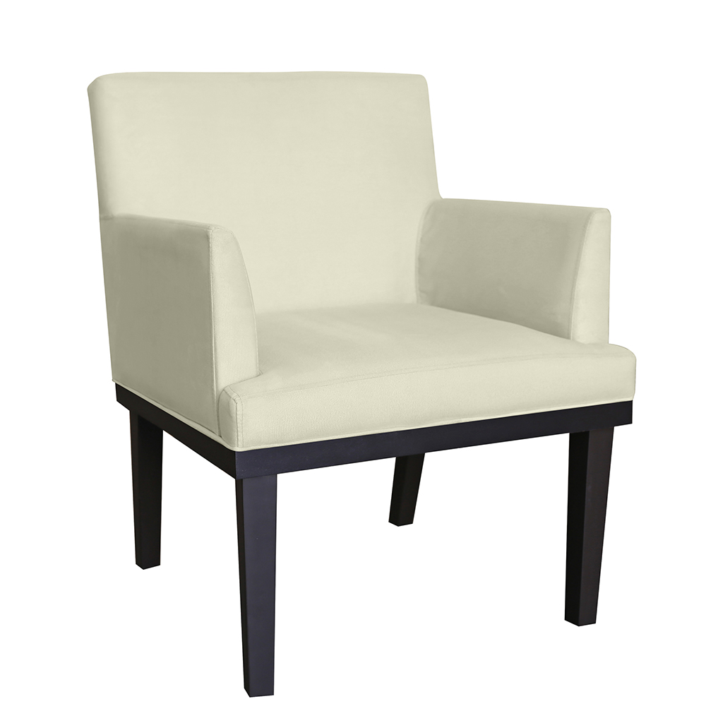 Combo 02 Poltronas Vitória Sala e Recepção Com Base de Madeira Suede Bege - DS Estofados