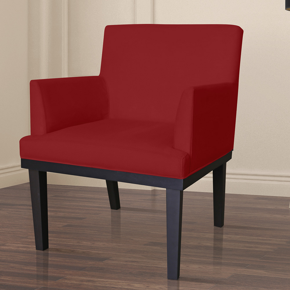 Combo 02 Poltronas Vitória Sala e Recepção Com Base de Madeira Suede Bordô - DS Estofados