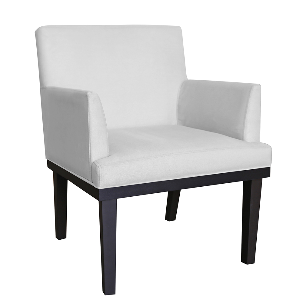 Combo 02 Poltronas Vitória Sala e Recepção Com Base de Madeira Suede Branco - DS Estofados