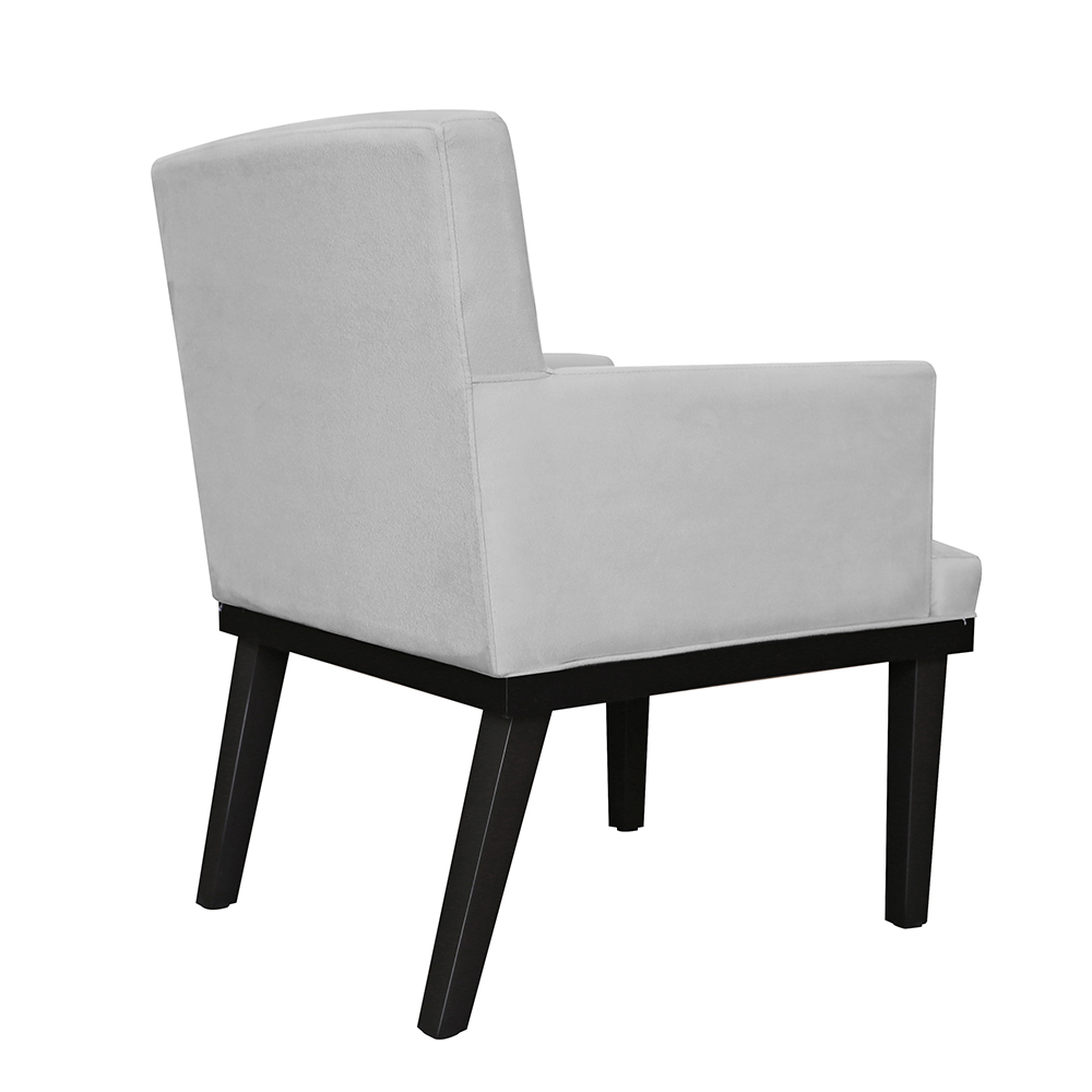 Combo 02 Poltronas Vitória Sala e Recepção Com Base de Madeira Suede Branco - DS Estofados