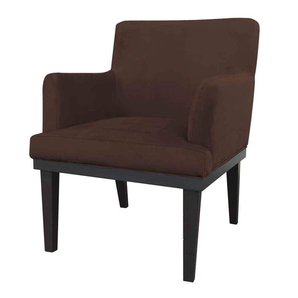 Combo 02 Poltronas Vitória Sala e Recepção Com Base de Madeira Suede Marrom - DS Estofados
