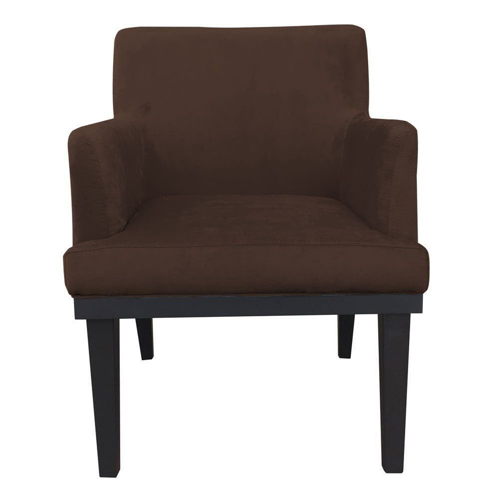 Combo 02 Poltronas Vitória Sala e Recepção Com Base de Madeira Suede Marrom - DS Estofados