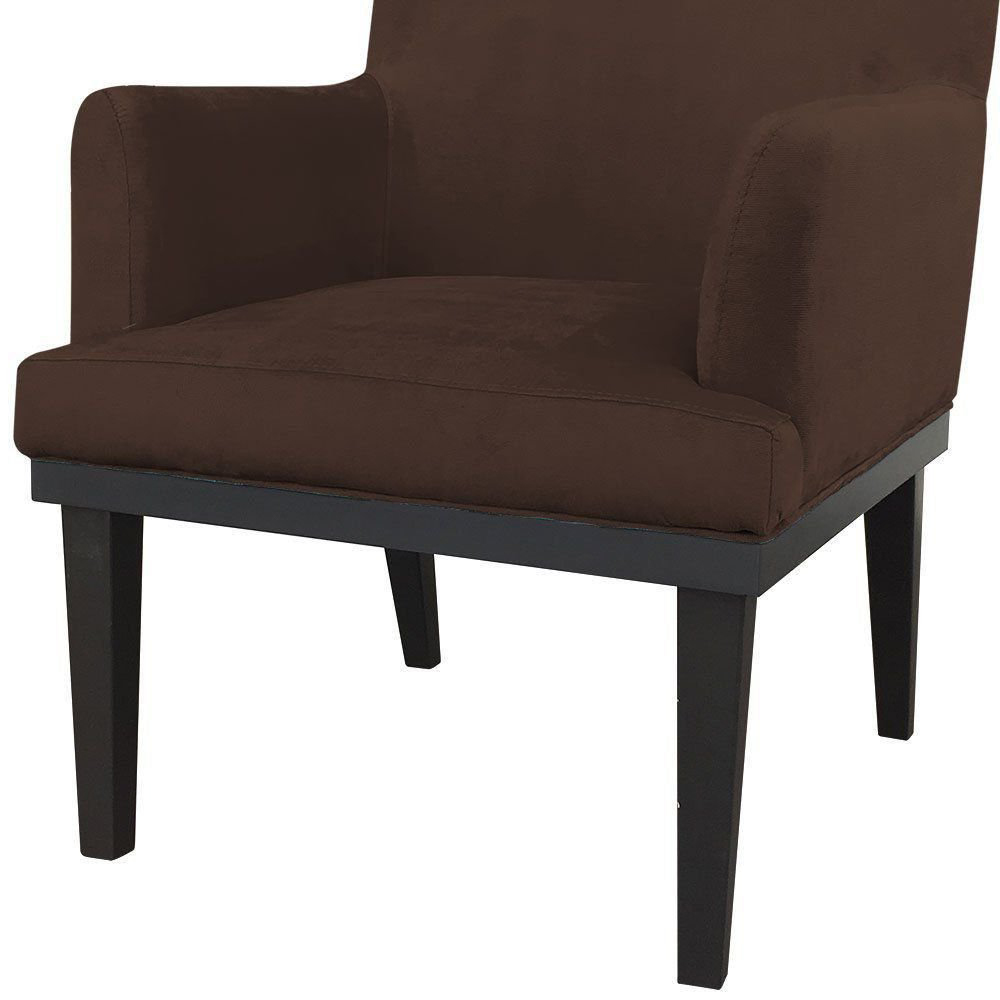 Combo 02 Poltronas Vitória Sala e Recepção Com Base de Madeira Suede Marrom - DS Estofados