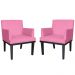 Combo 02 Poltronas Vitória Sala e Recepção Com Base de Madeira Suede Rosa - DS Estofados