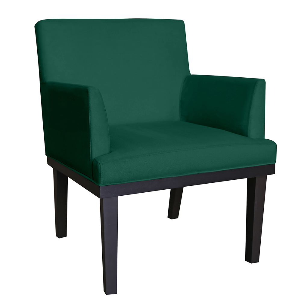 Combo 02 Poltronas Vitória Sala e Recepção Com Base de Madeira Suede Verde - DS Estofados