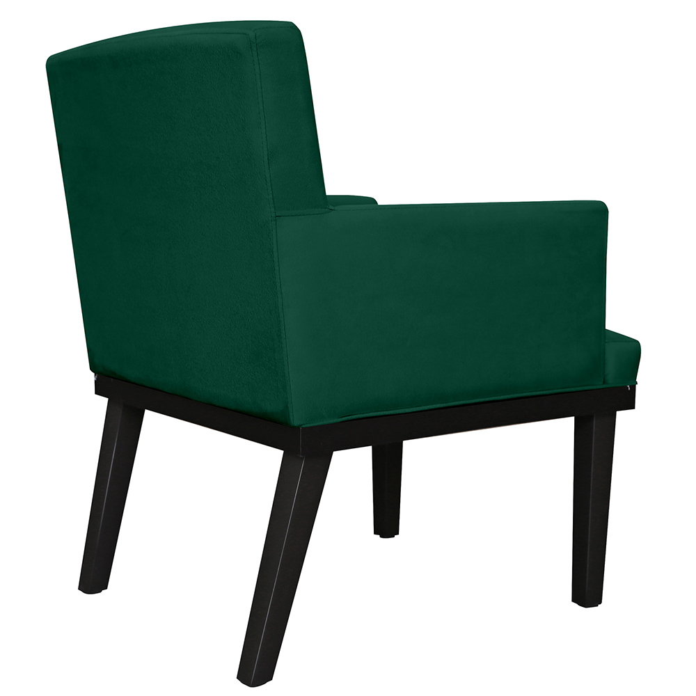 Combo 02 Poltronas Vitória Sala e Recepção Com Base de Madeira Suede Verde - DS Estofados