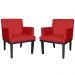 Combo 02 Poltronas Vitória Sala e Recepção Com Base de Madeira Suede Vermelho - DS Estofados