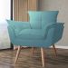 Combo 02 Poltronas decorativas mais um Puff Opalla Pés Palito Azul Turquesa - DS Estofados