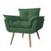 Combo 02 Poltronas decorativas mais um Puff Opalla Pés Palito Verde - DS Estofados