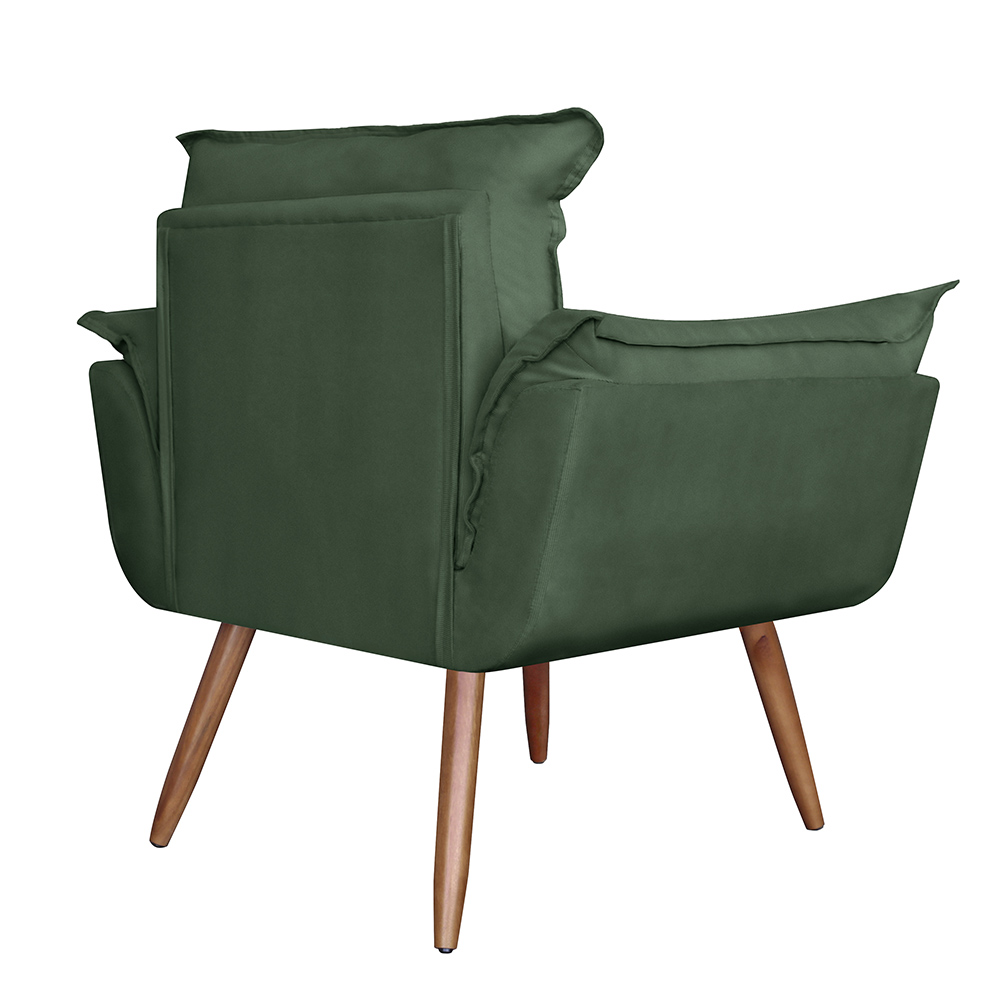 Combo 02 Poltronas decorativas mais um Puff Opalla Pés Palito Verde - DS Estofados