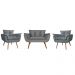 Combo 02 Poltronas decorativas mais uma Namoradeira Opalla Pés Palito Cinza - DS Estofados