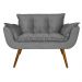 Combo 02 Poltronas decorativas mais uma Namoradeira Opalla Pés Palito Cinza - DS Estofados