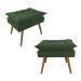 Combo 02 Puffs Decorativos Opalla Pés Palito Suede Verde - DS Estofados