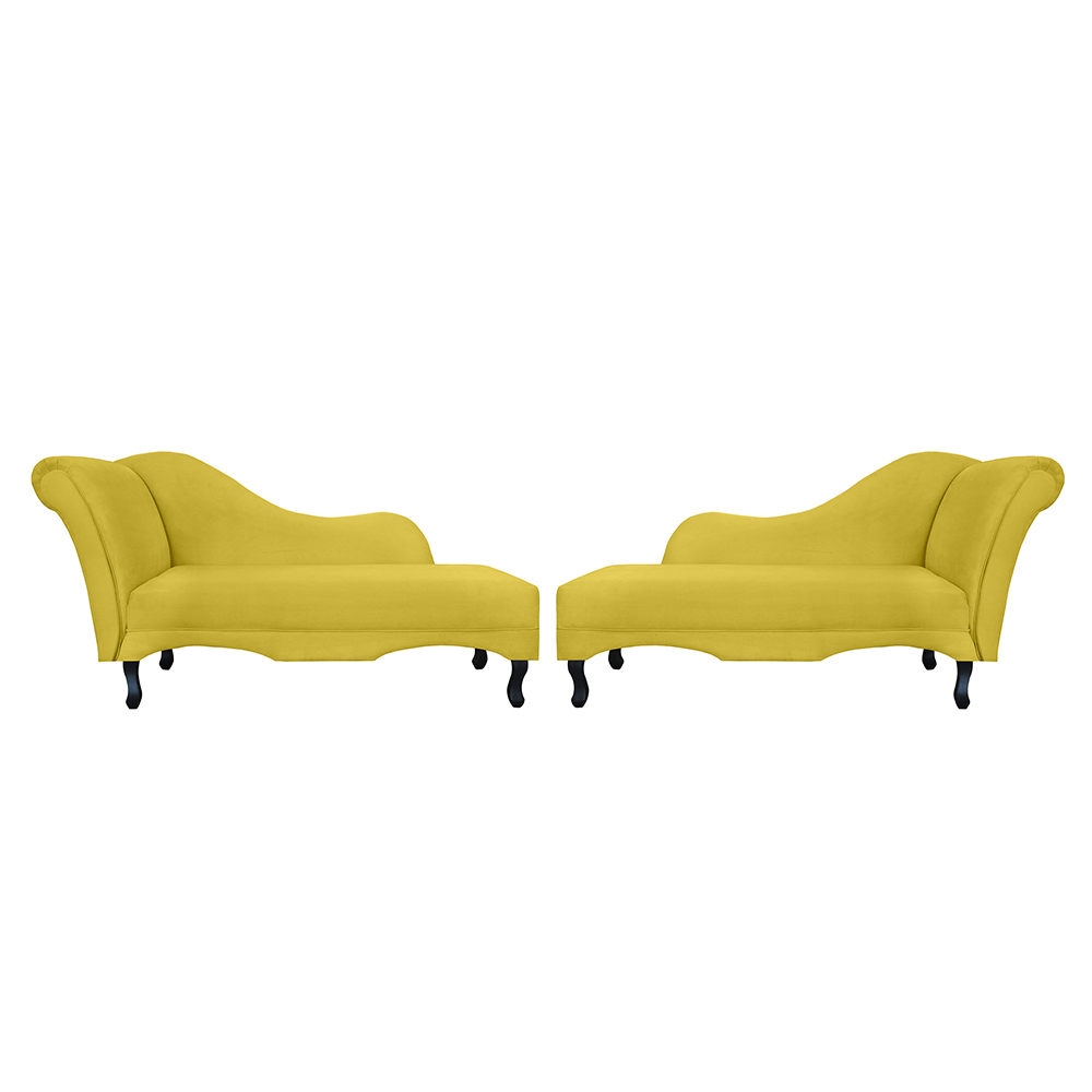 Combo 02 Recamier Namoradeira Divã Lado Direito e Esquerdo Olivia Suede Amarelo - DS Estofados