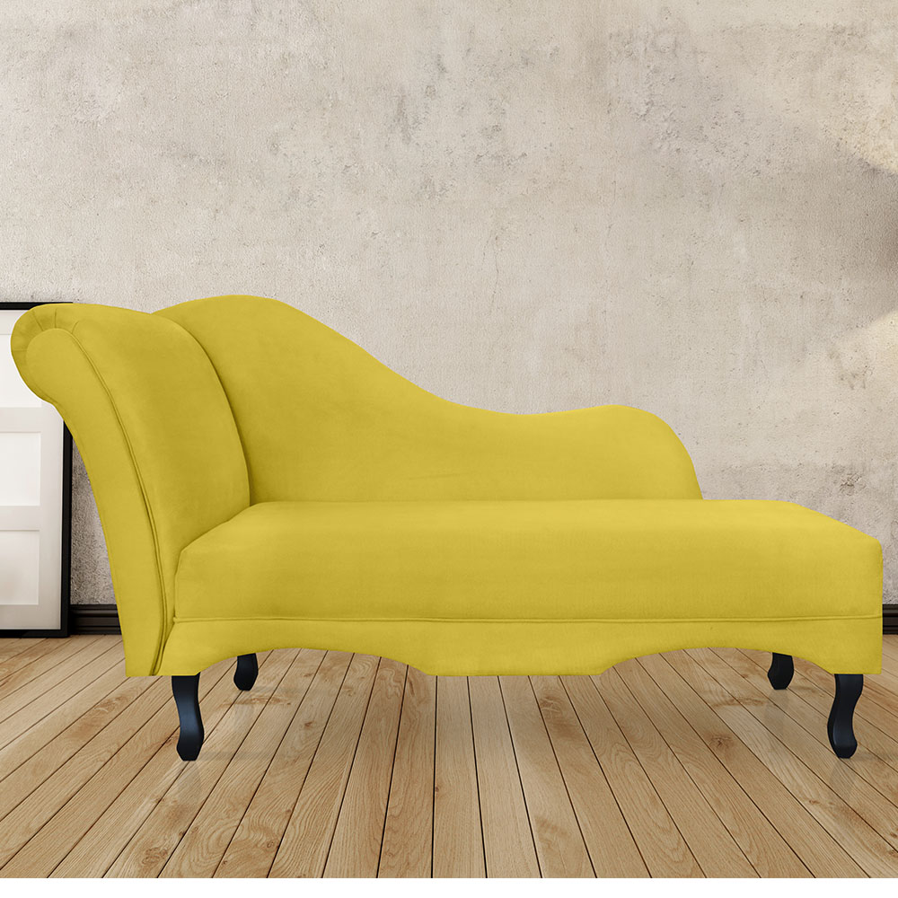 Combo 02 Recamier Namoradeira Divã Lado Direito e Esquerdo Olivia Suede Amarelo - DS Estofados