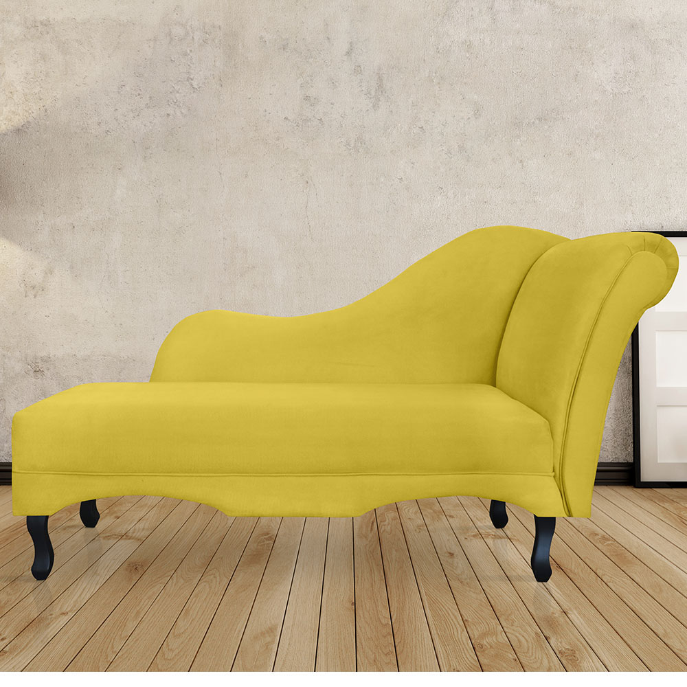 Combo 02 Recamier Namoradeira Divã Lado Direito e Esquerdo Olivia Suede Amarelo - DS Estofados
