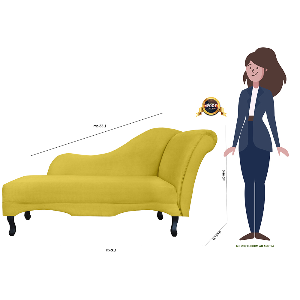 Combo 02 Recamier Namoradeira Divã Lado Direito e Esquerdo Olivia Suede Amarelo - DS Estofados