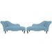 Combo 02 Recamier Namoradeira Divã Lado Direito e Esquerdo Olivia Suede Azul Turquesa - DS Estofados