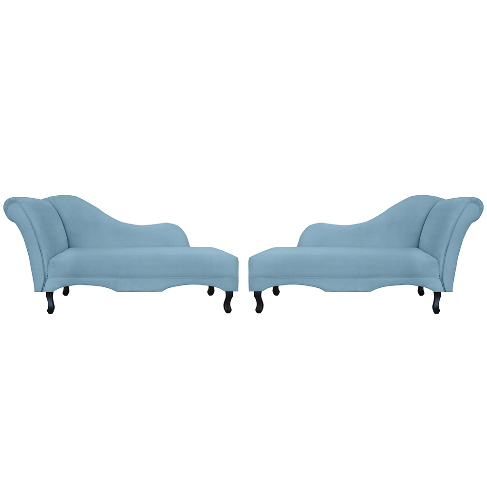 Combo 02 Recamier Namoradeira Divã Lado Direito e Esquerdo Olivia Suede Azul Turquesa - DS Estofados