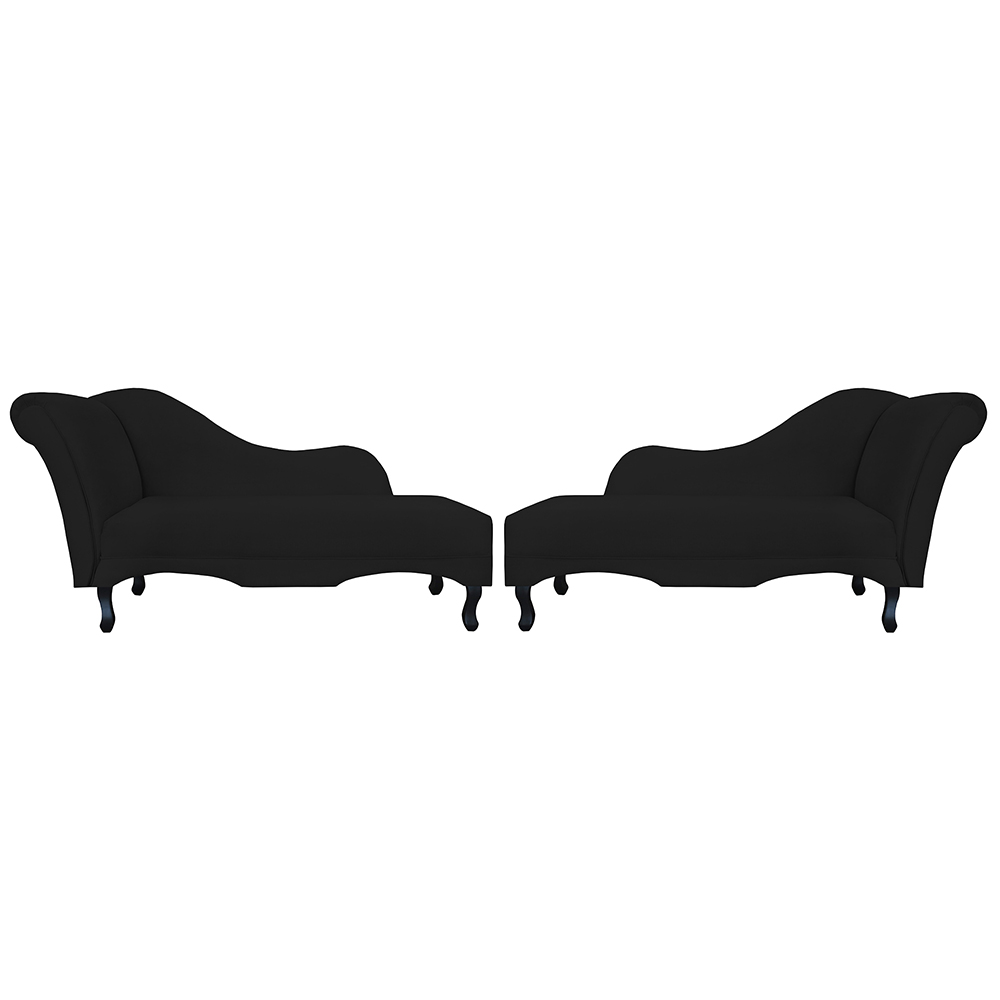 Combo 02 Recamier Namoradeira Divã Lado Direito e Esquerdo Olivia Suede Preto - DS Estofados