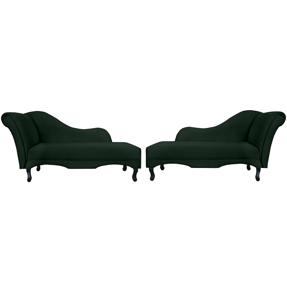 Combo 02 Recamier Namoradeira Divã Lado Direito e Esquerdo Olivia Suede Verde - DS Estofados