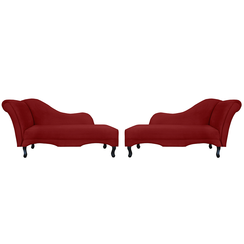 Combo 02 Recamier Namoradeira Divã Lado Direito e Esquerdo Olivia Suede Vermelho - DS Estofados