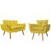 Combo Namoradeira Sofá 02 lugares mais 01 Poltrona decorativa Opalla Pés Palito Amarelo - DS Estofados