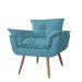 Combo Namoradeira Sofá 02 lugares mais 01 Poltrona decorativa Opalla Pés Palito Azul Turquesa - DS Estofados