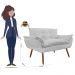 Combo Namoradeira Sofá 02 lugares mais 01 Poltrona decorativa Opalla Pés Palito Branco - DS Estofados