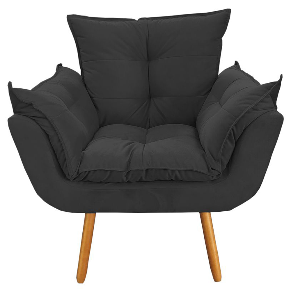 Combo Namoradeira Sofá 02 lugares mais 01 Poltrona decorativa Opalla Pés Palito Preto - DS Estofados