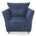 Combo Poltrona Decorativa Isis Mais Puff Opalla Suede Azul Marinho - DS Estofados