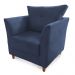 Combo Poltrona Decorativa Isis Mais Puff Opalla Suede Azul Marinho - DS Estofados