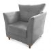 Combo Poltrona Decorativa Isis Mais Puff Opalla Suede Cinza - DS Estofados