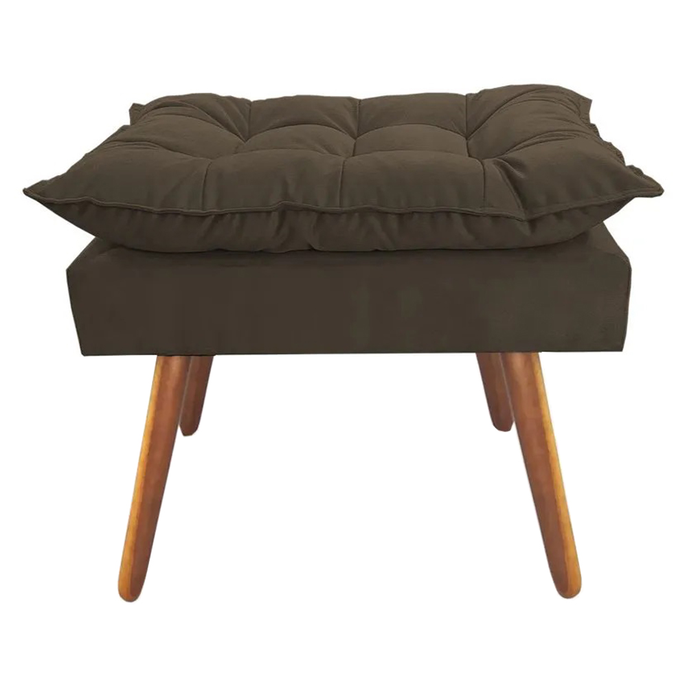 Combo Poltrona Decorativa Isis Mais Puff Opalla Suede Marrom - DS Estofados