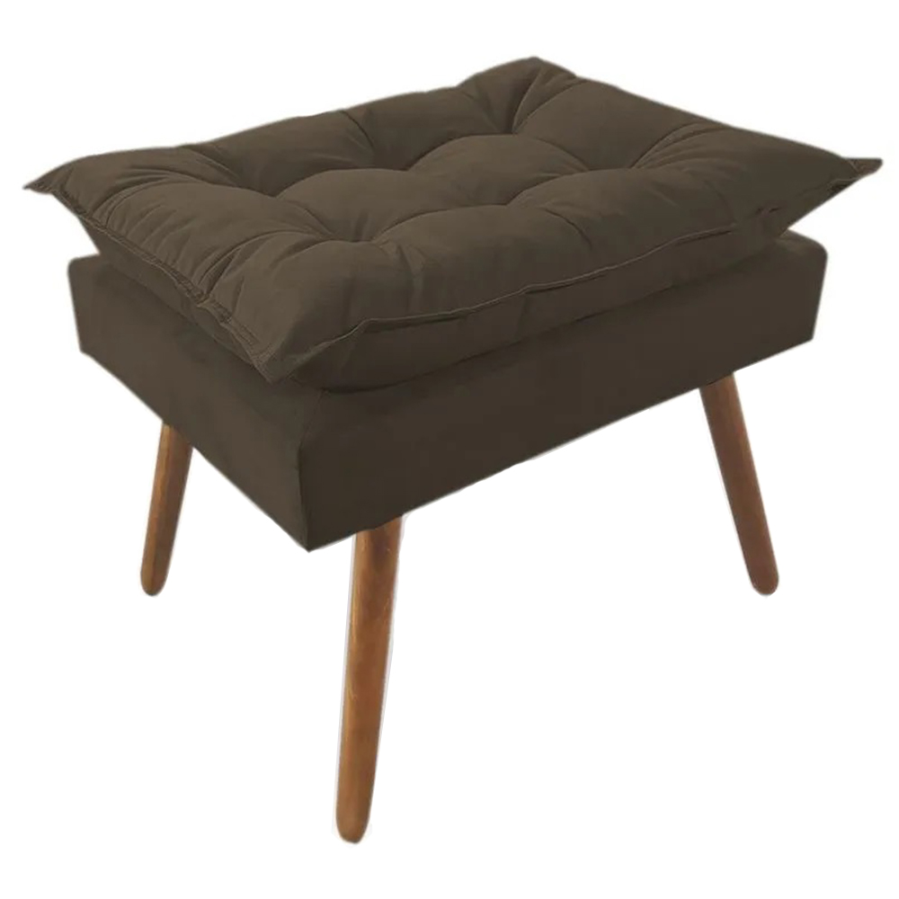 Combo Poltrona Decorativa Isis Mais Puff Opalla Suede Marrom - DS Estofados