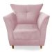 Combo Poltrona Decorativa Isis Mais Puff Opalla Suede Rosa - DS Estofados